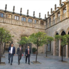 Junqueras, Puigdemont y Turull,ayer, en el Palau de la Generalitat-FERRAN SENDRA