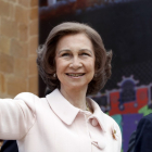 La Reina Sofía saluda junto al alcalde de Soria en la inauguración de Las Edades del Hombre en 2009. HDS
