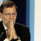Mariano Rajoy durante la clausura de una conferencia con los portavoces parlamentarios de su partido-EFE / MANUEL LORENZO