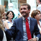 El presidente del PP, Pablo Casado, durante el acto de toma de posesión de Isabel Díaz Ayuso al frente del Gobierno de la Comunidad de Madrid.-EUROPA PRESS