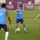Sergi Roberto, durante el entrenamiento de este jueves en la ciudad deportiva del Barça.-Foto: FC BARCELONA