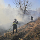 Bomberos en la intervención de un incendio forestal.-HDS