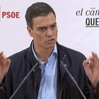 Para el líder del PSOE, la política económica de Rajoy es que hay "menos empleo, más precariedad, más desigualdad entre hombres y mujeres y más paro de larga duración".-ATLAS
