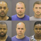 Los seis policías acusados de la muerte de Freddie Gray.-Foto: AP