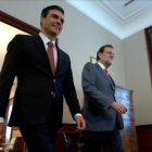 Pedro Sánchez y Mariano Rajoy, el pasado 13 de julio en el Congreso.-DAVID CASTRO