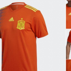 La nueva camiseta de la selección española para el Mundial de Rusia.-