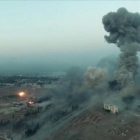 Imagen tomada desde un 'dron' de los combates en Alepo.-AFP