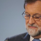 Mariano Rajoy, en la junta directiva nacional del PP en la que se ha puesto fecha al congreso para elegir a su sucesor-JOSE LUIS ROCA