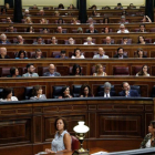 El secretario general de Podemos, Pablo Iglesias, interviene en la sesión de control al Gobierno.-JUAN CARLOS HIDALGO (EFE)