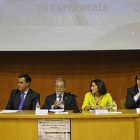 Represa, Pardo, Sacristán, Fernández Araque, Martínez Mínguez y Heredia, ayer, en el salón de actos de la UVa en-