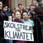 La activista Greta Thunberg, en un acto de protesta por la crisis climática en Lausana este viernes, antes de participar en la cumbre de Davos.-RONALD PATRICK / GETTY IMAGES
