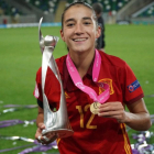 Lucía Rodríguez tras ganar el Campeonato de Europa sub-19 con la selección.-D.S.