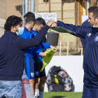 Rubén Andrés y Diego Martinez durante un entrenamiento en la Ciudad Deportiva. MARIO TEJEDOR