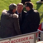 Setién, Rubio y Palacios charlan antes del partido en Lugo.-Espacio Numancia