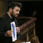 El diputado de ERC, Gabriel Rufián, durante su discurso en la Sesión de Investidura.-EL PERIÓDICO