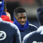 Ousmane Dembélé, durante el entrenamiento de la selección francesa ayer en Rotterdam.-AFP/ EMMANUEL DUNAND