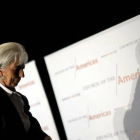 Lagarde, tras pronunciar su discurso en Washington.-REUTERS / CARLOS BARRIA