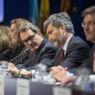 Artur Mas, junto a Carlos Lesmes y Rafael Catalá, ayer en Barcelona.-ALBERT BERTRAN