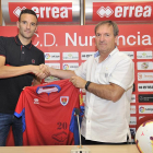 Borja Viguera y Eduardo Rubio en la presentación en la sala de prensa de Los Pajaritos.-Valentín Guisande