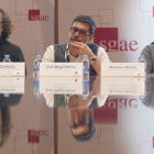 Teo Cardalda, José Ángel Hevia y Antonio Onetti, el pasado 18 de diciembre en la SGAE.-JOSÉ LUIS ROCA