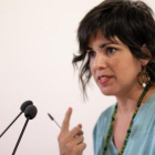 Teresa Rodríguez, durante su primera rueda de prensa tras el permiso de maternidad, en Sevilla.-EUROPA PRESS / JESÚS PRIETO