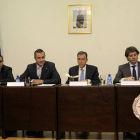 De izquierda a derecha, Julian Diaz, Antonio Pardo, Álvaro Jarillo, Juan José Mateos, Carlos Martínez Mínguez y Alberto Caballero. / ÚRSULA SIERRA-