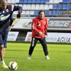 Anquela y Aranda en un entrenamiento en el estadio de Los Pajaritos.-Valentín Guisande