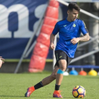 Hernán Pérez, en un entrenamiento del Espanyol.-JORDI COTRINA