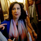 La portavoz del PSOE en el Congreso, Margarita Robles, a su salida de la Junta de Portavoces el pasado 3 de octubre.-JOSÉ LUIS ROCA
