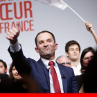 Hamon durante un mitin en Lille.-SILVAYN LEFEVRE / GETTY IMAGES