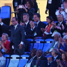 El presidente francés Francois Hollande a su llegada al estadio de Maracaná-AFP / GABRIEL BOUYS