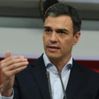 Pedro Sánchez, el pasado lunes en la sede del PSOE.-DAVID CASTRO