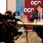 Carles Puigdemont, en rueda de prensa en la ACN desde Bruselas.-LAURA POUS (ACN)