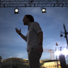 Pablo Iglesias en la concentración en la Puerta del Sol (Madrid) en apoyo a la moción de censura.-Francisco Seco