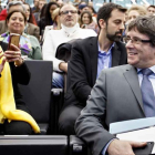 Carles Puigdemont ha sido increpado durante su conferencia en Ginebra.-/ LAURA POUS (ACN)