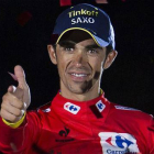 Alberto Contador, en Santiago de Compostela, tras ganar la Vuelta a España 2014.-