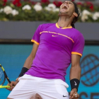 Rafa Nadal gritando a pleno pulmón tras ganar un punto.-