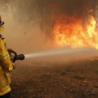 Un bombero trabaja en la extinción de un incendio forestal en los alrededores de Sídney, en Australia-DPA