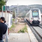 El tren procedente de Madrid a su llegada a la estación de El Cañuelo.