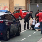 El incidente entre las aficiones tenía lugar en la calle José Tudela en la previa del Numancia-Cornellá. HDS