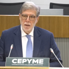 Santiago Aparicio, presidente de FOES y de CEOE Castilla y León, interviene en el encuentro de Cepyme.