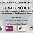 Cartel de la céna benéfica de la Casa de Soria en Valencia para ayudar a la restauración de un San Saturio.