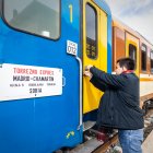 Visita de los trenes históricos del Torrenzo Express a Soria con vagones y locomotoras singulares.