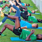Moustapha y Diamanka en un entrenamiento en la Ciudad Deportiva.