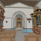 Interior de la iglesia de La Barbolla recreado en Minecraft.