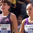 Marta Pérez junto a la celtíbera Noemí Valencia durante la tercera semifinal del Campeonato de España en pista.