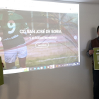 Los responsables del San José, Dani Salazar, Tito Hernansanz y Hugo Palomar, durante la presentación de la Escuela de Fútbol Femenino y la nueva web.