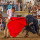 El novillero soriano durante un festejo.