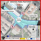 Mapa de cómo queda la circulación de peatones en el entorno de la futura rotonda de Eduardo Saavedra.