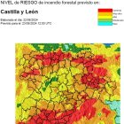 Riesgo extremo de incendios forestales para hoy.